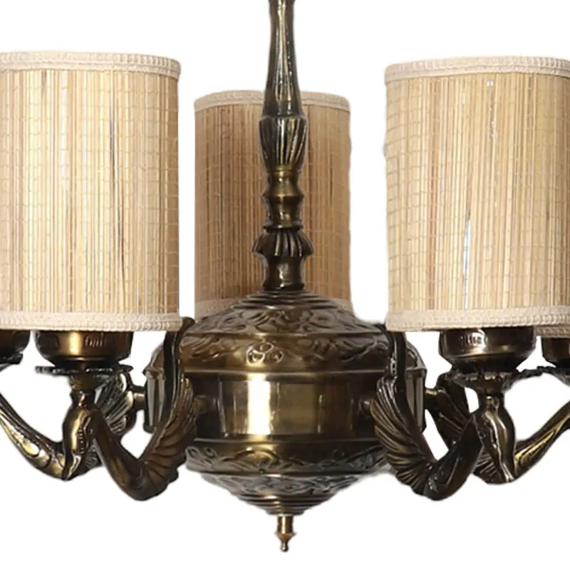 Sikha Cylindrical Golden Antique Ceiling Lamp media 3
