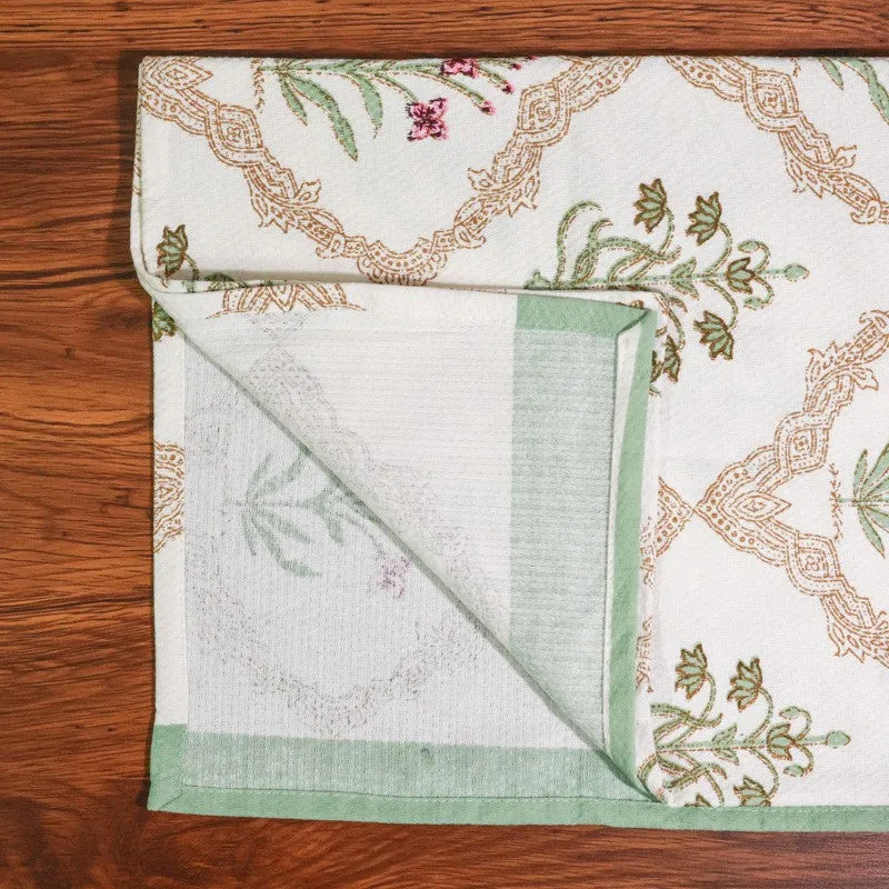 Costal Leaf Cotton Hand Towel - Sky Green media 6