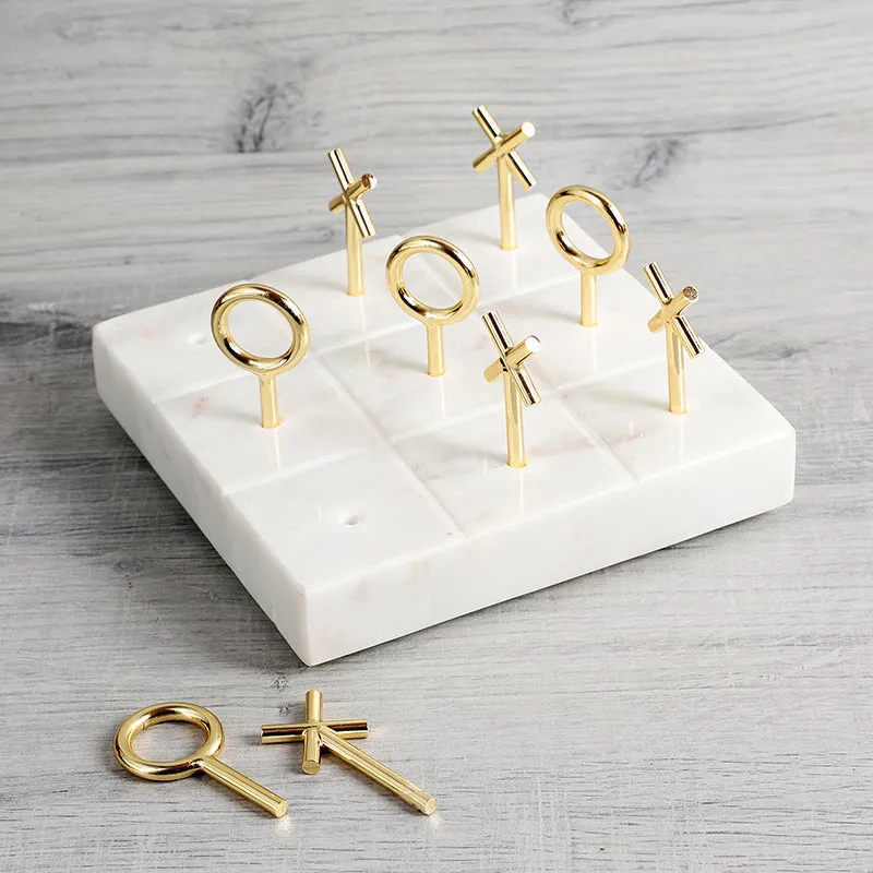 Callista Marble & Brass Tic Tac Toe Game media 5