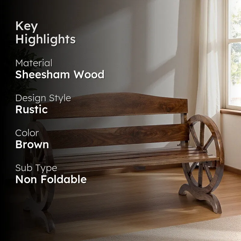 Vynex Sheesham Wooden Bench - Brown media 2