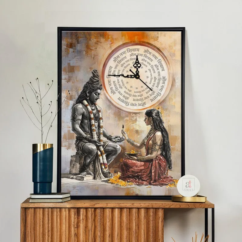 Shiva Shakti Wall Art With Clock media 1