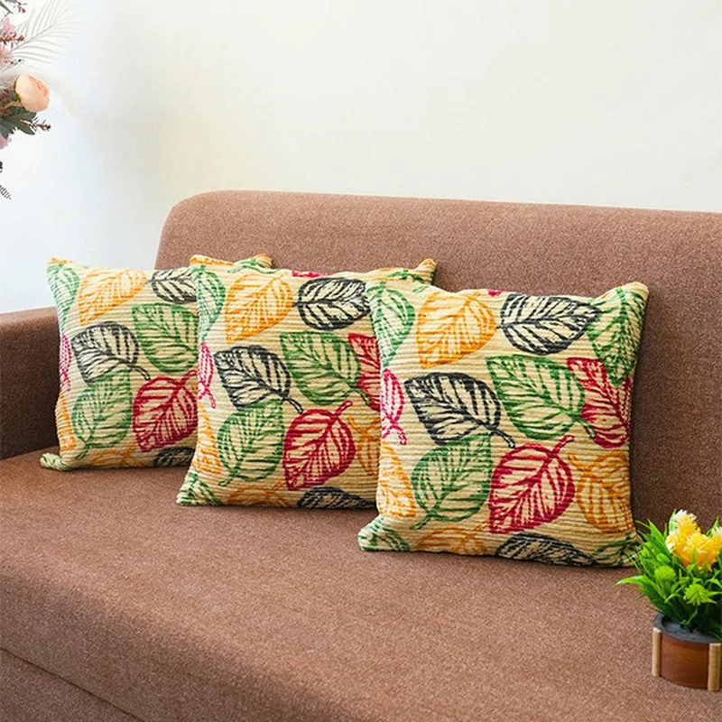 Squarecraft Cushion Cover (Yellow, Red) - Set Of Three media 1