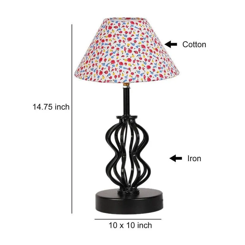 Floral Iggly Wiggly Fabric Table Lamp - Multicolor media 7