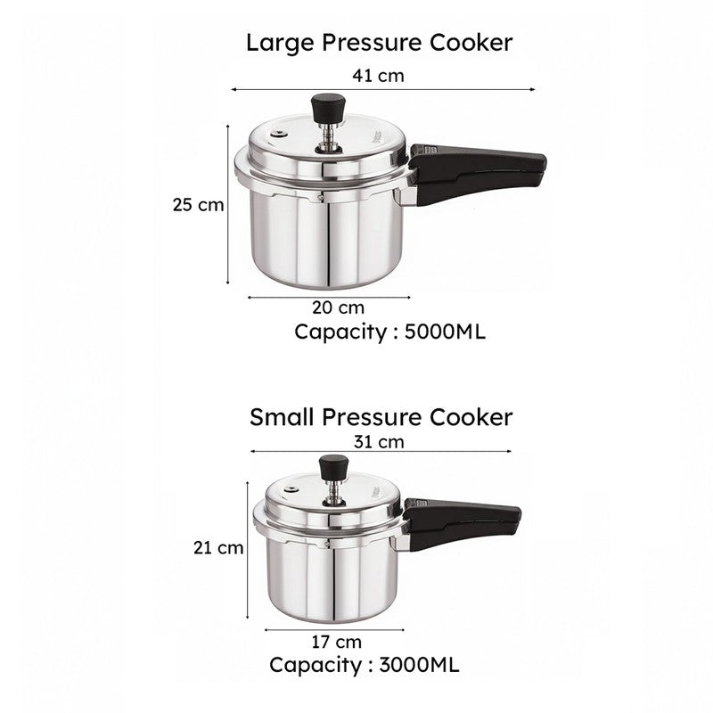 Nirlon Steel Glaze Pressure Cooker (5000 mL/3000 mL)- Set Of Two media 10