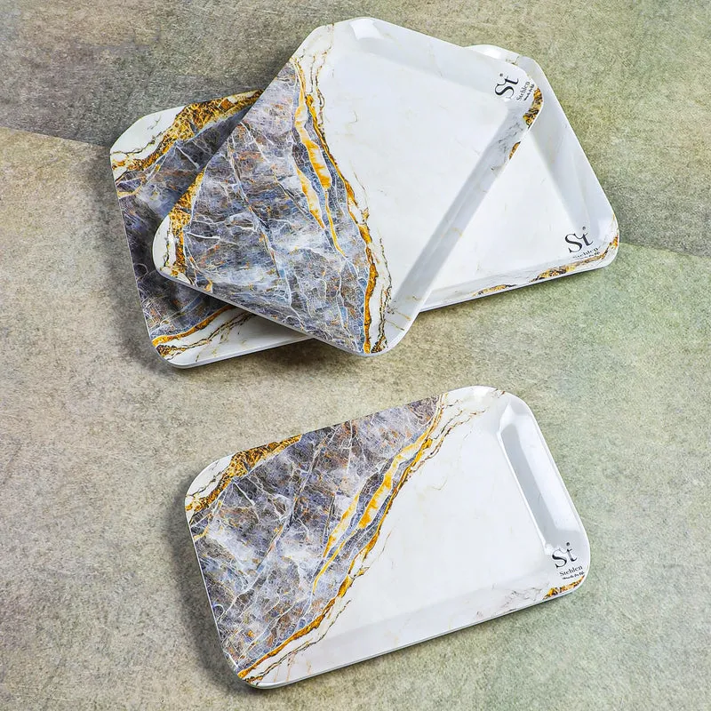 Marbled Glacier Melamine Serving Tray - Set Of Three media 3