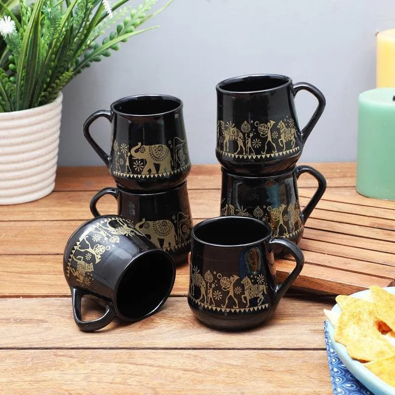 Tribal Ceramic Tea Cup (150 mL Each)  -  Set of Six media 1