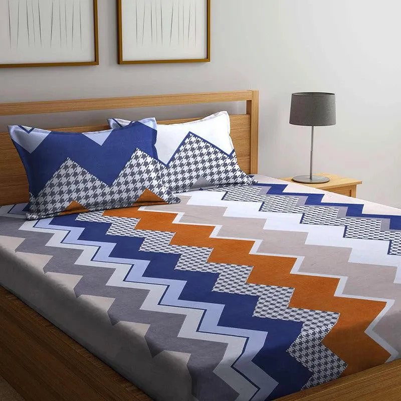 Roscoe Geometric PolyCotton Bedsheet - 150 GSM media 1