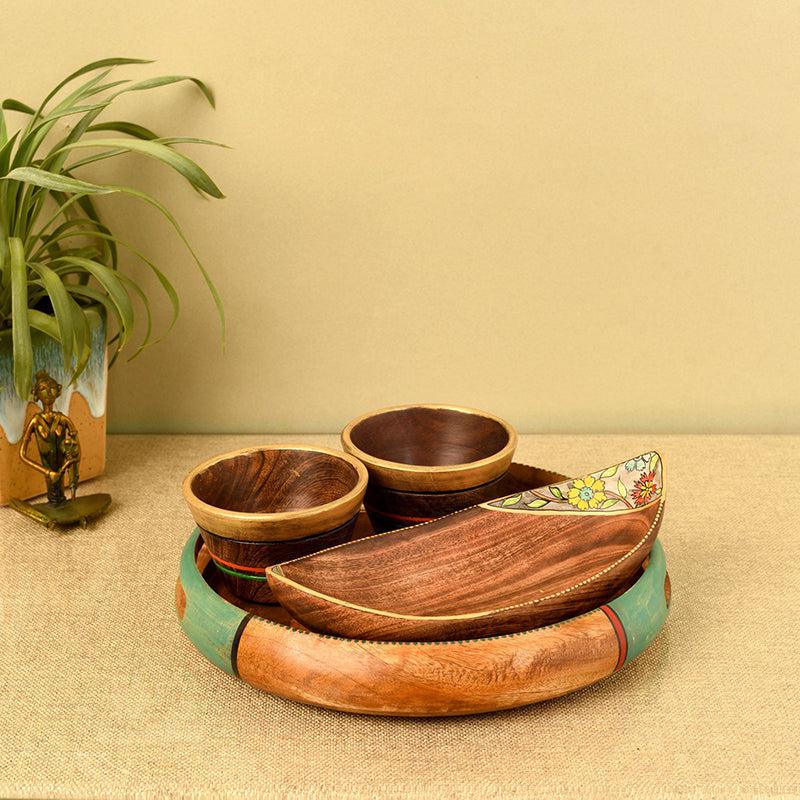 Vana Thali Wood Platter - Four Piece Set