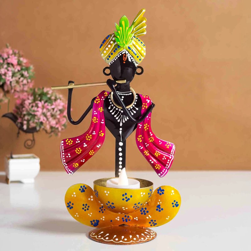 Krishna Divine Radiance Iron Tea Light Candle Holder
