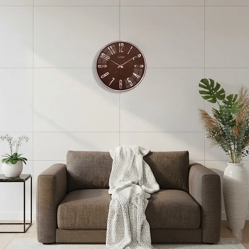 Elite Numeric Plastic Wall Clock - Brown & Rose Gold media 4