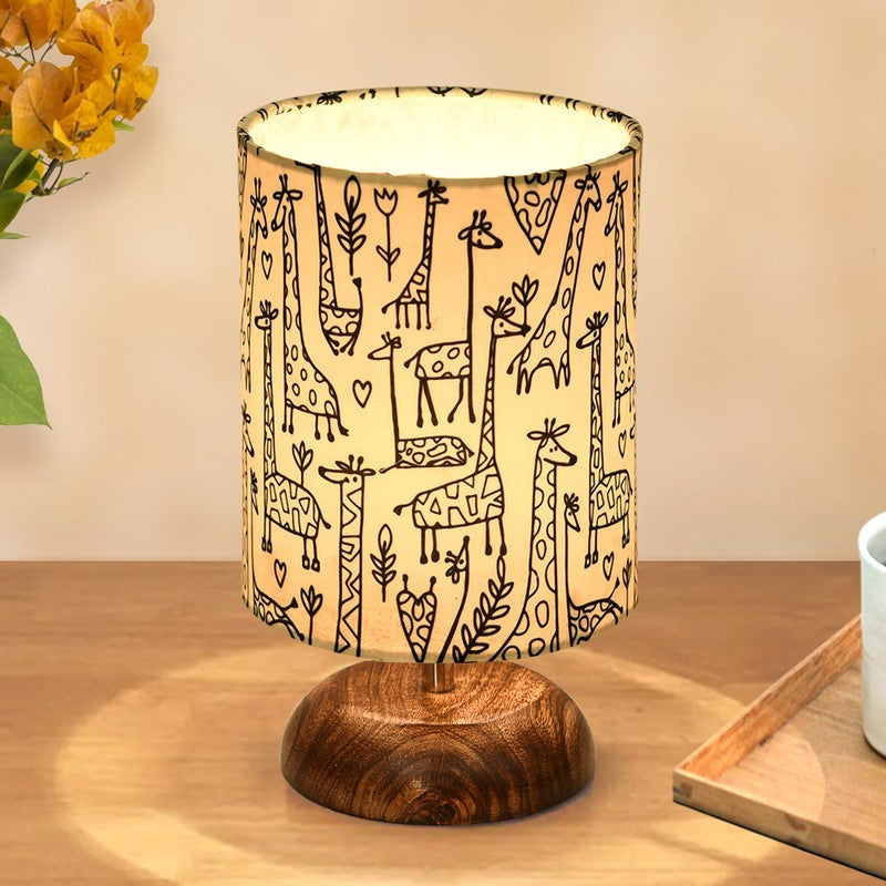 Opulex Premium Decorative Wooden Table Lamp - Beige,Brown