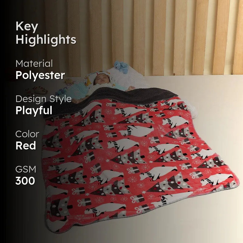 Monte Carlo Whimsical Winter Wrap Kids Blanket (Red) - 300 GSM media 2