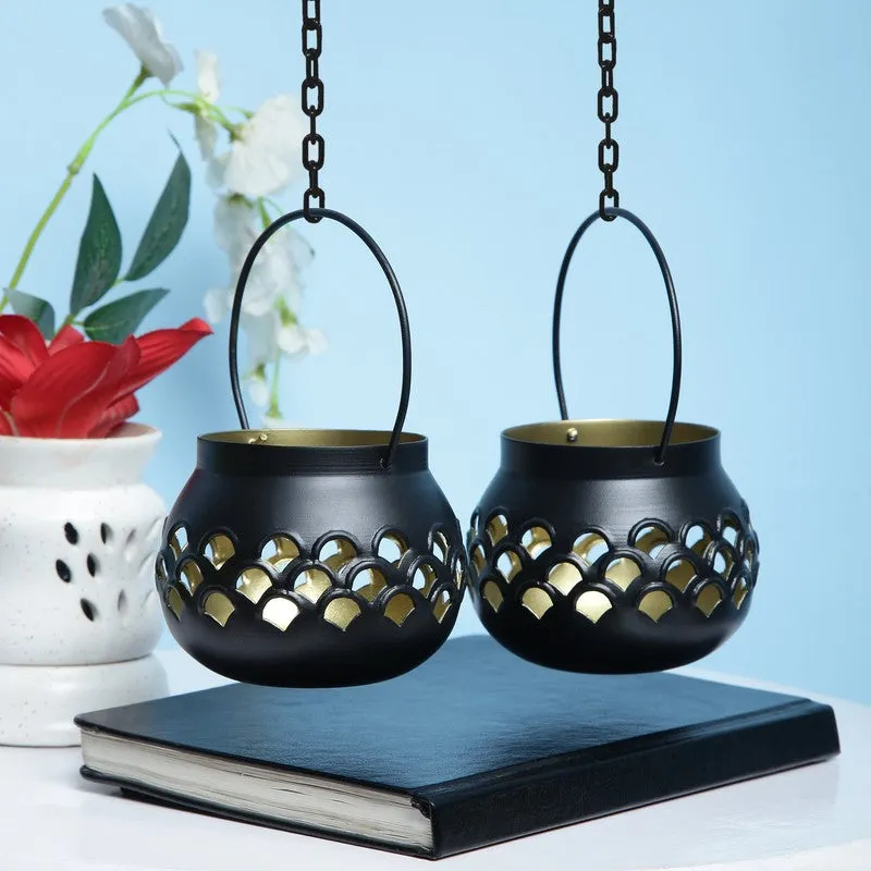 Marakki Matki Tealight Candle Holder (Black) - Set Of Two media 1