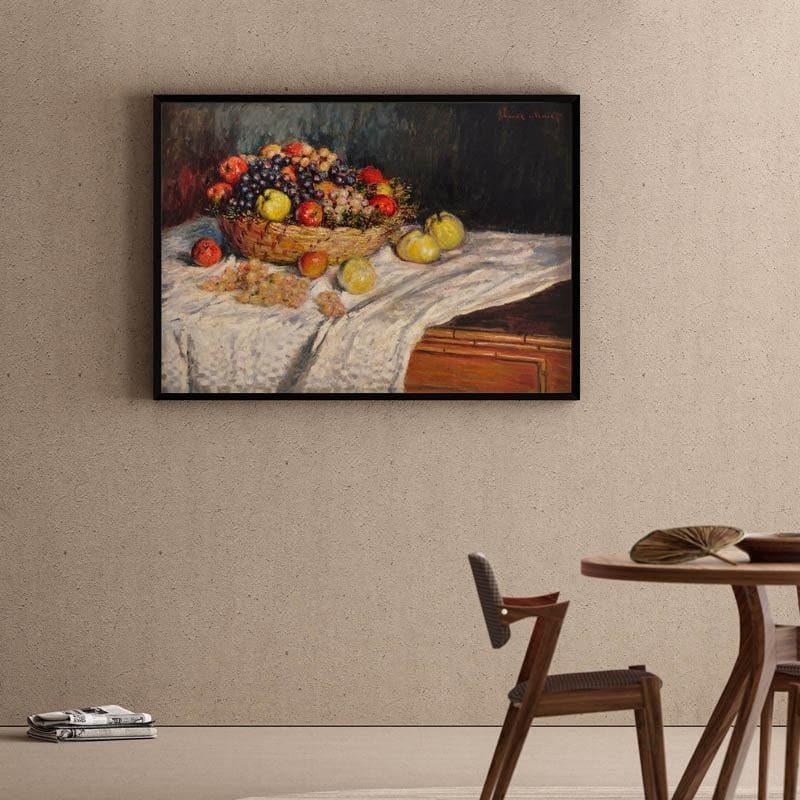 Apples And Grapes 1880 By Claude Monet - Black Frame