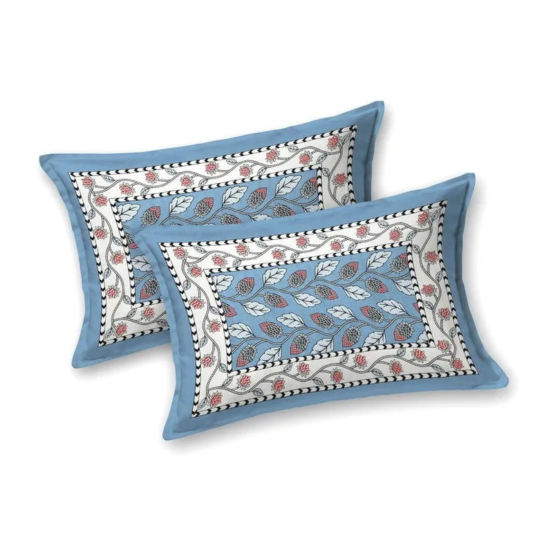 Crafta Cotton Bedsheet (Blue,White) - 240 TC media 4
