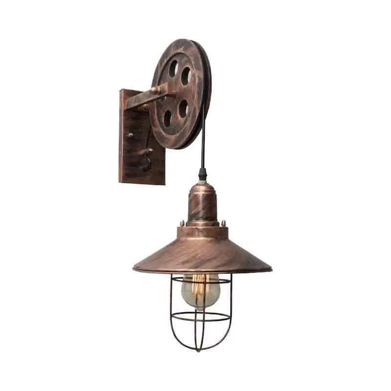 Vintage Pulley Metal Wall Lamp media 4