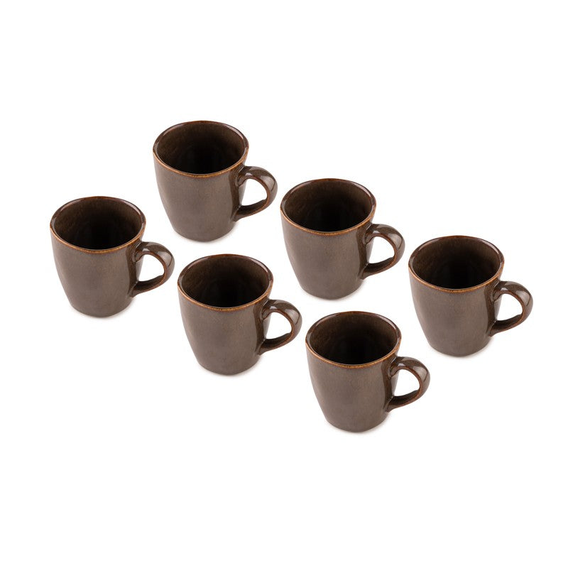 Elowen Porcelain Tea Cup (180 mL Each,Brown) - Set Of Six media 7