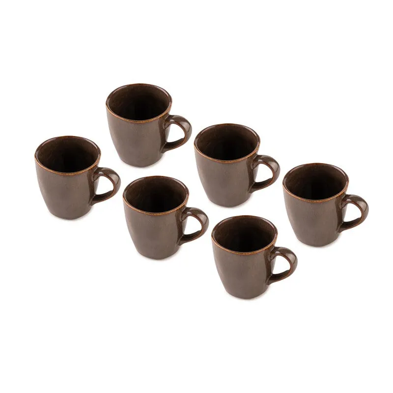 Elowen Porcelain Tea Cup (180 mL Each,Brown) - Set Of Six media 7