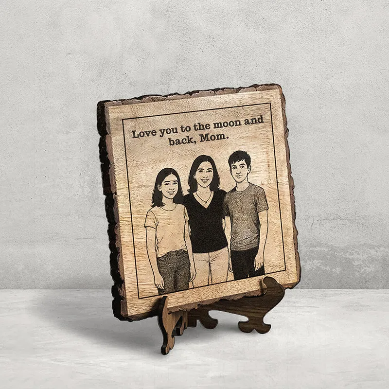 Love You To The Moon And Back Wood Showpiece - Square media 3