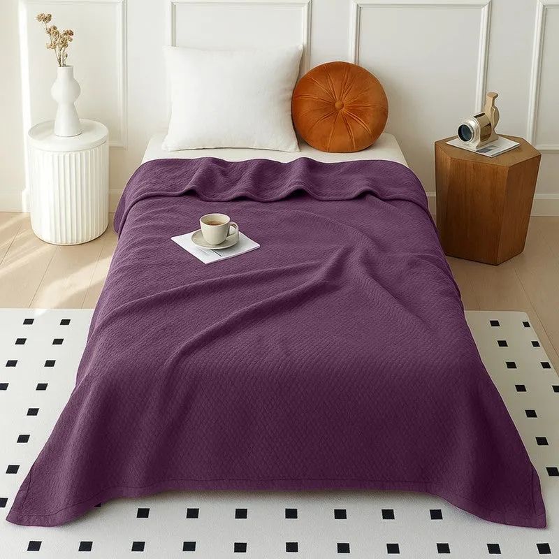 Plushyn Solid Woolen Blanket (Purple) - 300 GSM - 1