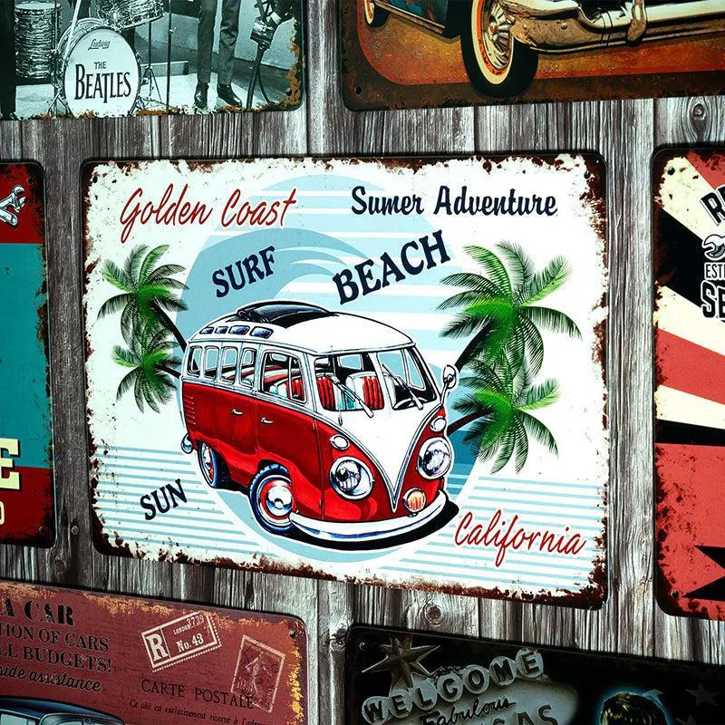 Golden Coast Surf Retro Metal Wall Accent media 1