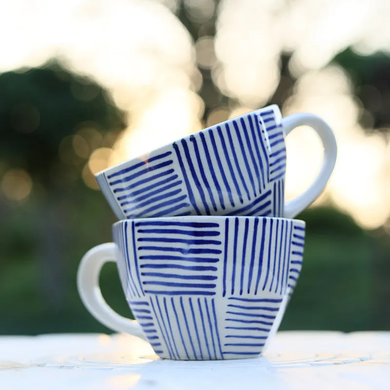 Bruna Ceramic Tea Cup (200 mL)/Blue,White) media 5