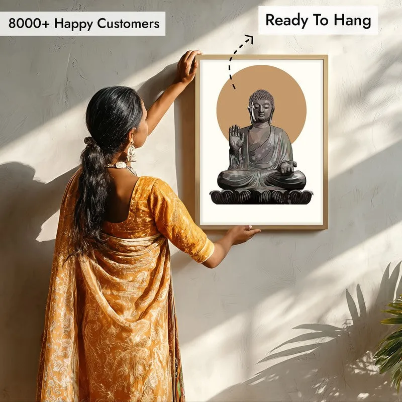 Buddha's Halo Archival Paper Wall Art - Natural Brown Frame media 8