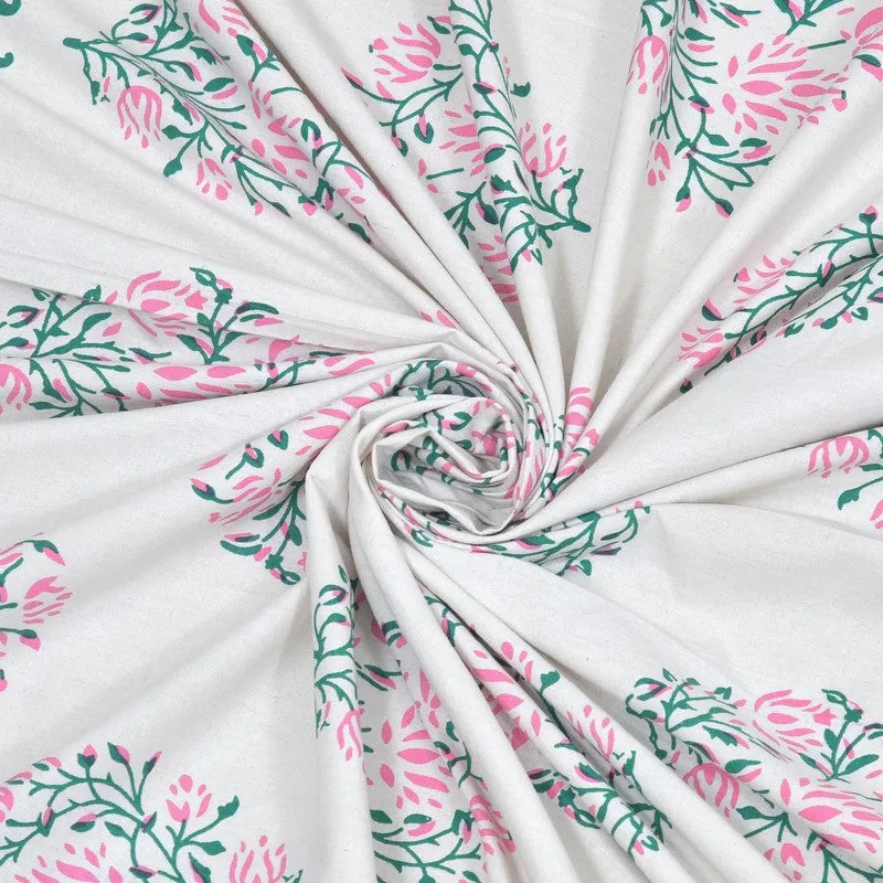 Vinera Cotton Bedsheet (Green,Pink,White) - 240 TC media 5