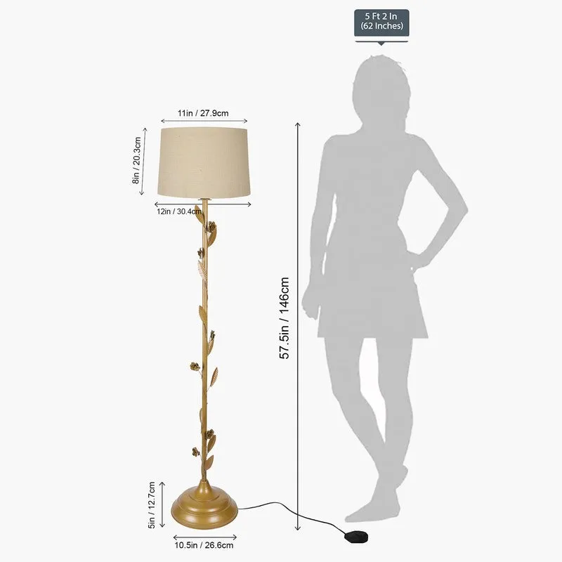 Timber Metal Leaf Floor Lamp - Beige & Gold media 6