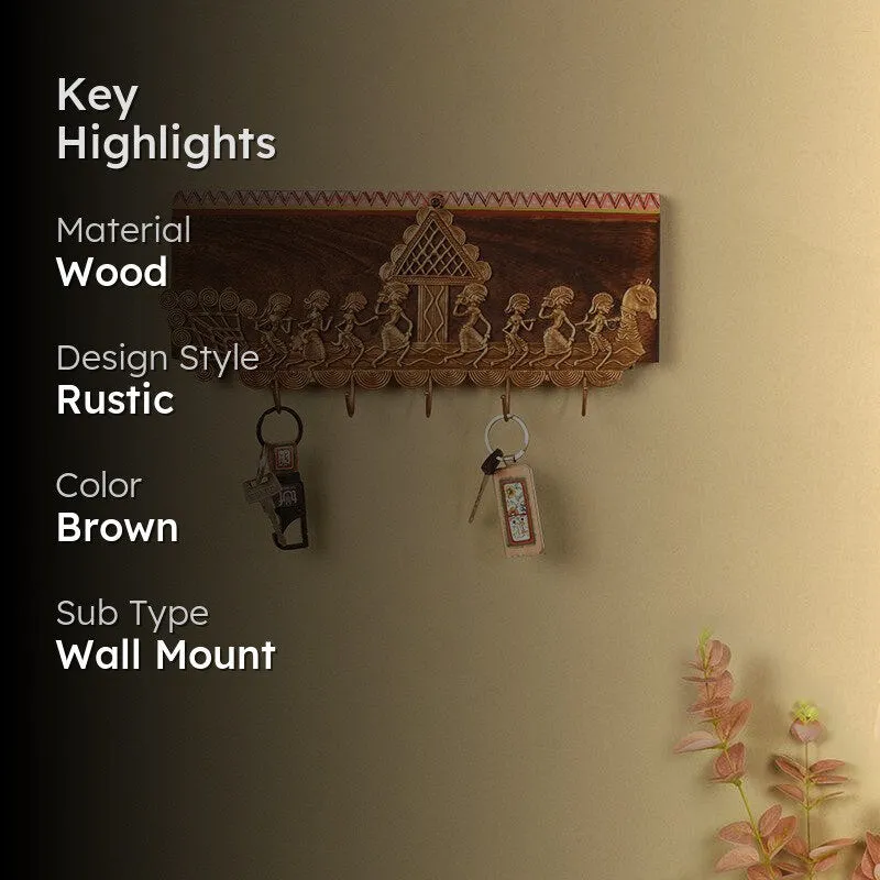 Dipali Ornate Teak Wood Key Holder media 2