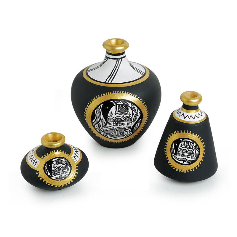 Tamasa Madhubani Handpainted Terracotta Vase - Set Of Three media 3