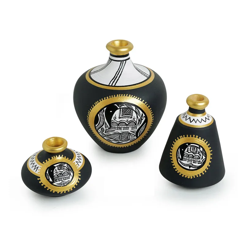 Tamasa Madhubani Handpainted Terracotta Vase - Set Of Three media 3
