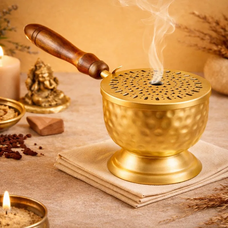 Dhyan Deep Incense Holder - Gold media 1