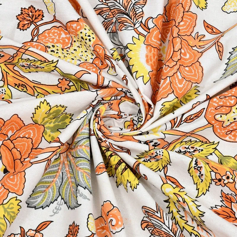 Tonear Cotton Bedsheet (Orange,Yellow) - 240 TC media 5