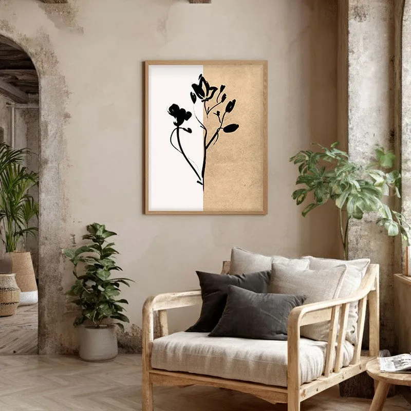Dual Bloom Canvas Wall Painting With Brown Frame media 5