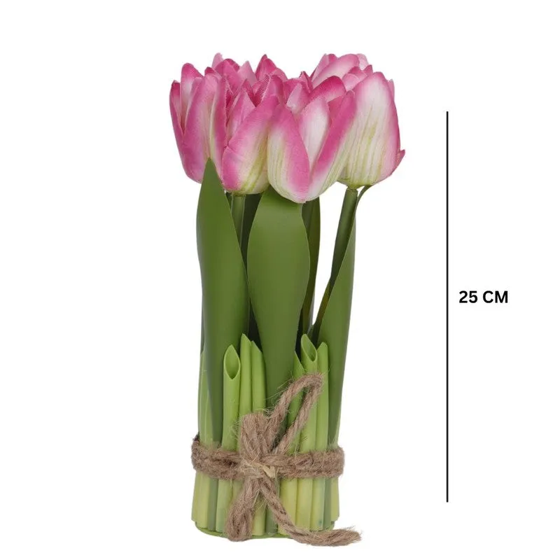 Realistic Artificial Tulip Bunch - Pink media 6