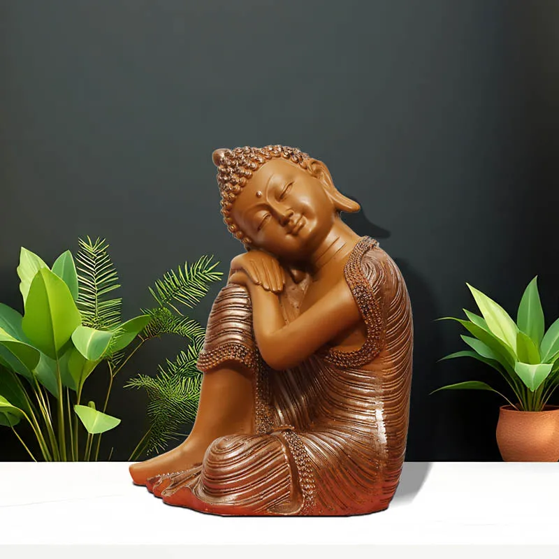 Zen Resting Buddha Showpiece - Brown media 3