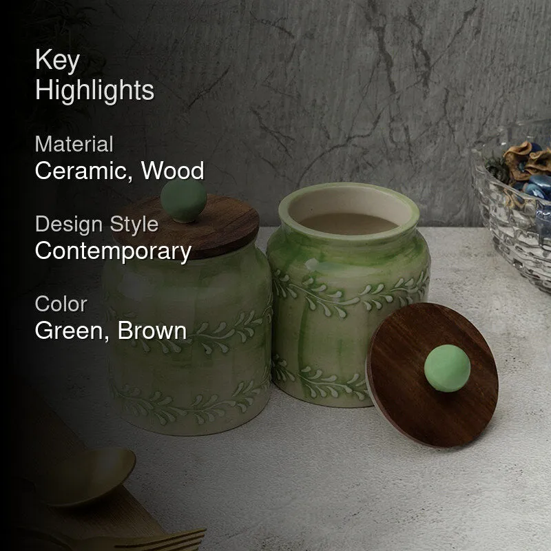 Palis Ceramic Jar With Lid(500 mL Each) - Set Of Two media 2