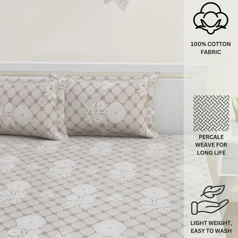 Tender Touch Cotton Bedsheet (Taupe) - 144 TC media 12