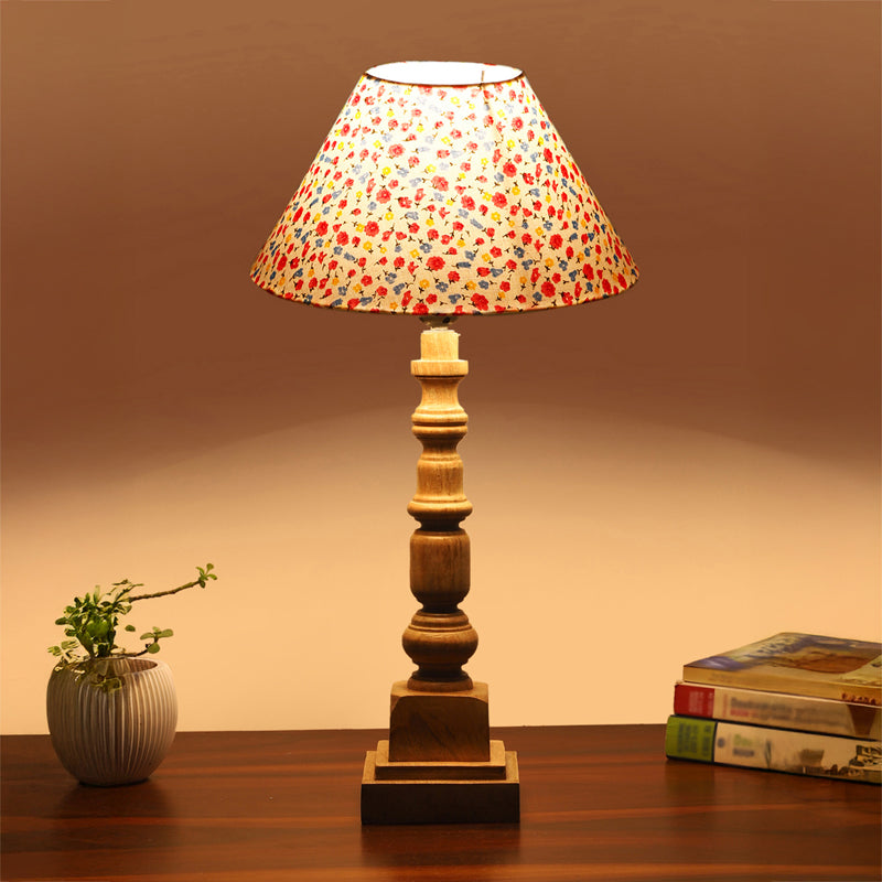 Fleura Cone Arbor Wooden Table Lamp - Multicolor