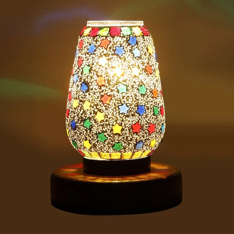 Blazeon Glass Table Lamp With Wooden Base - Multicolor media 7