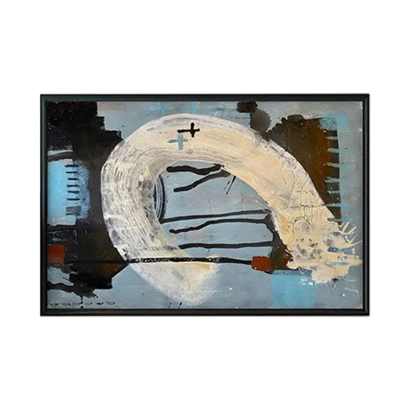 Fresh Start Abstract Canvas Painting - Blue - Black Frame media 6