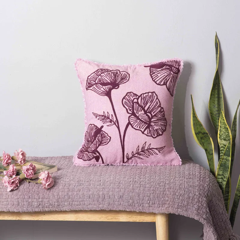 Blush Blossom Cotton Cushion Cover media 2