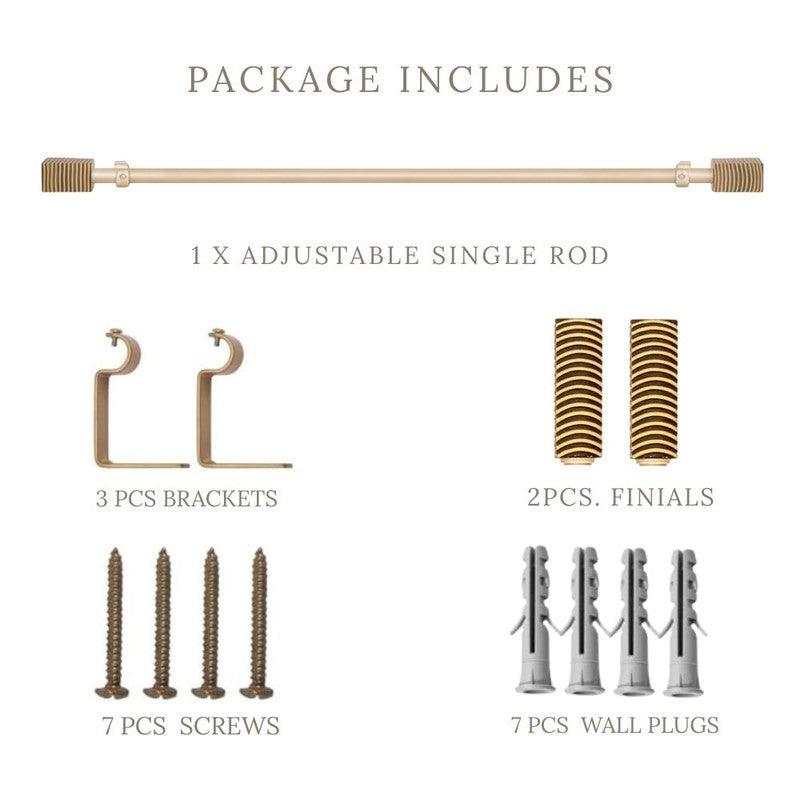 Cedar Etch Extendable 1" Single Curtain Rod With Square Finial & Brackets media 6