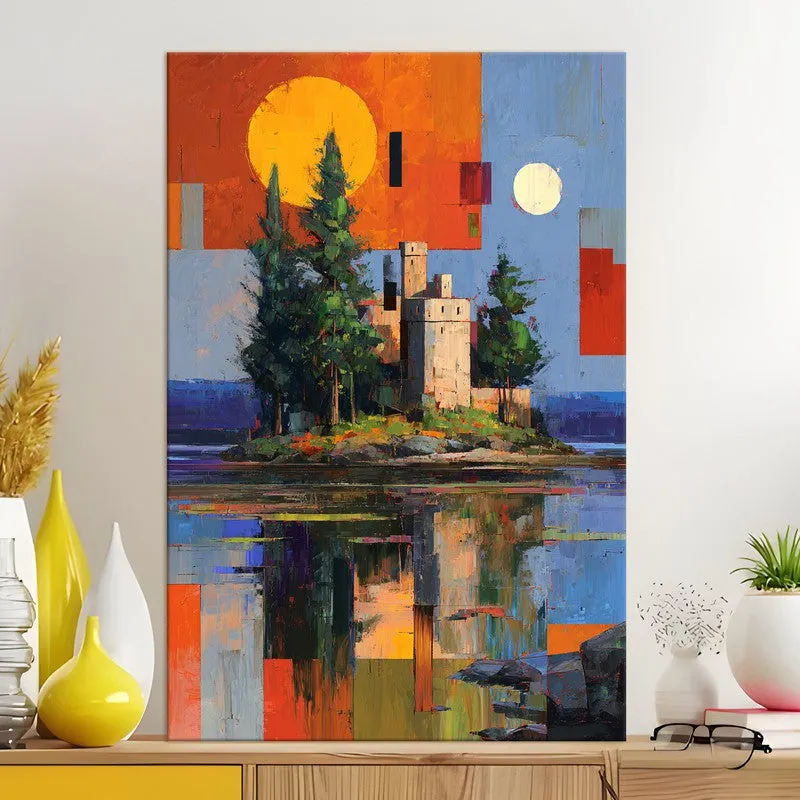 Sunset Island Castle Canvas Wall Art media 5