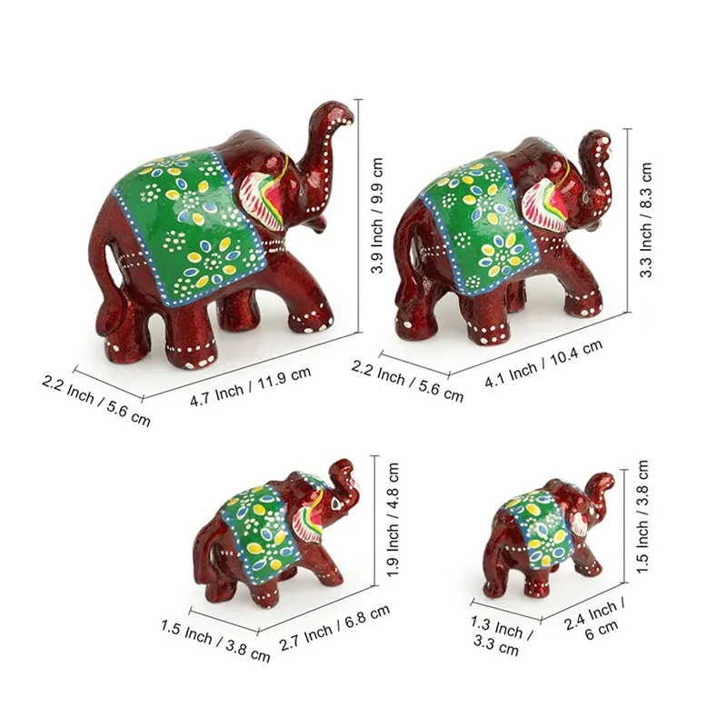 Saptamriga Tusk Handpainted Showpiece (Green) - Set Of Seven media 4
