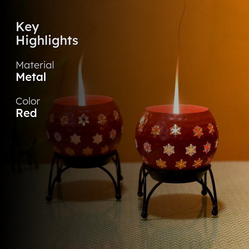 Nahusha Tealight Candle Holder - Red media 2