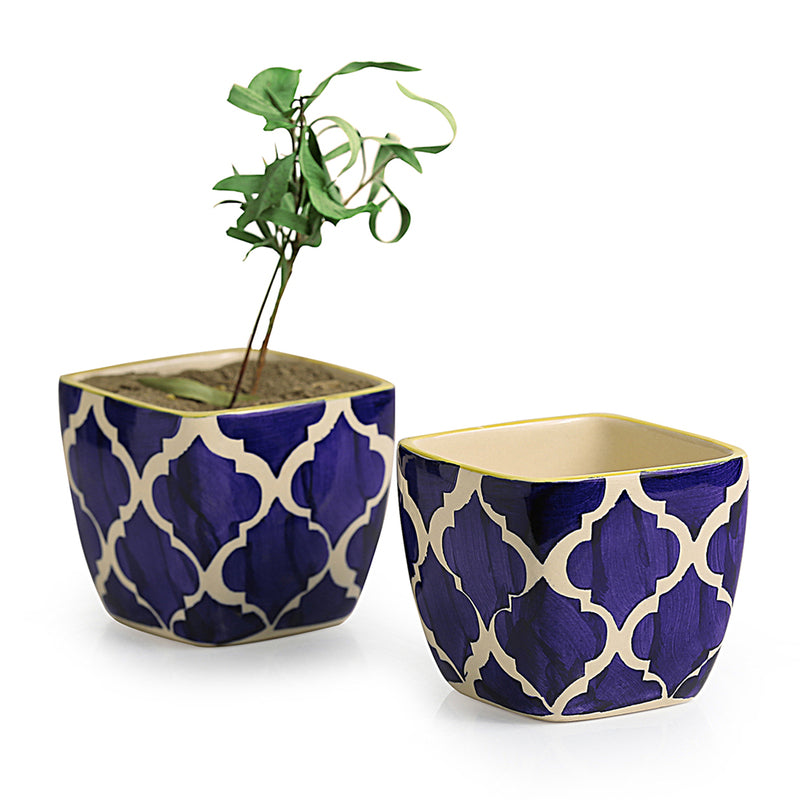 Moroccan Dream Handpainted Planter - Set Of Two media 4