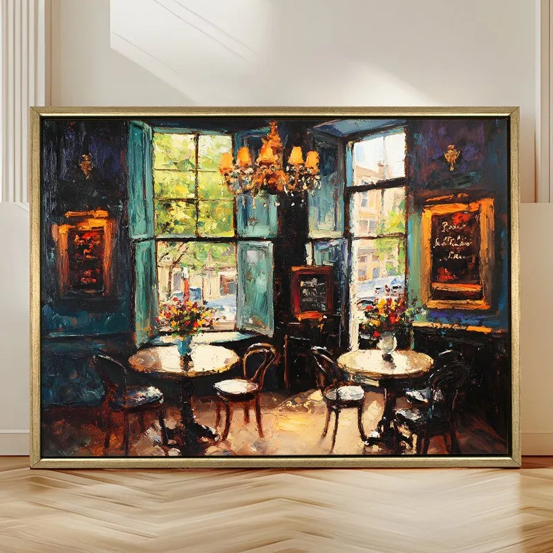 Bistro Table Canvas Wall Painting With Frame media 4