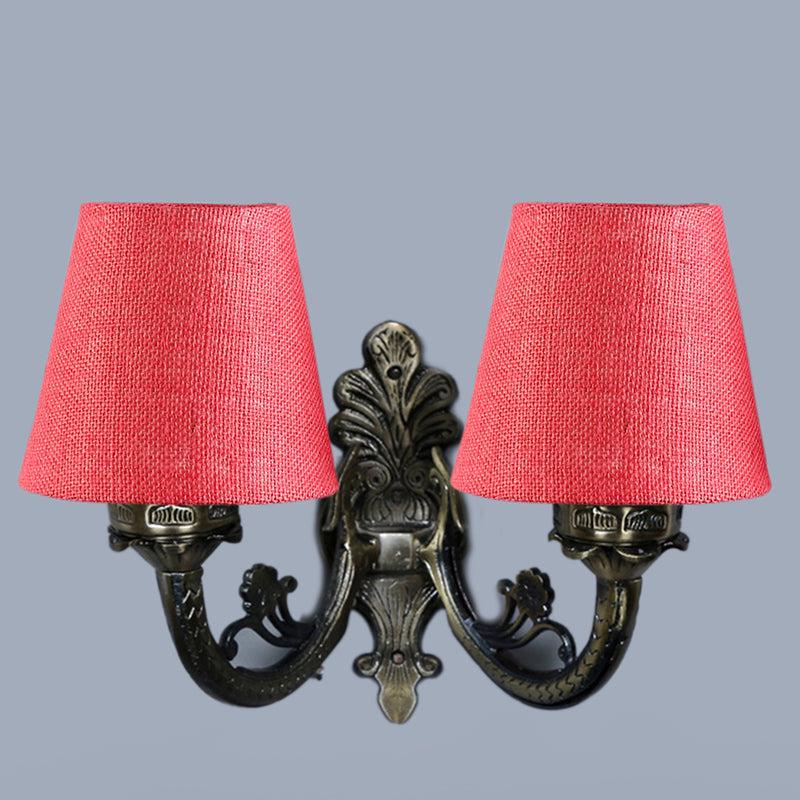 Vintage Duo Fabric & Metal Wall Lamp - Red media 4